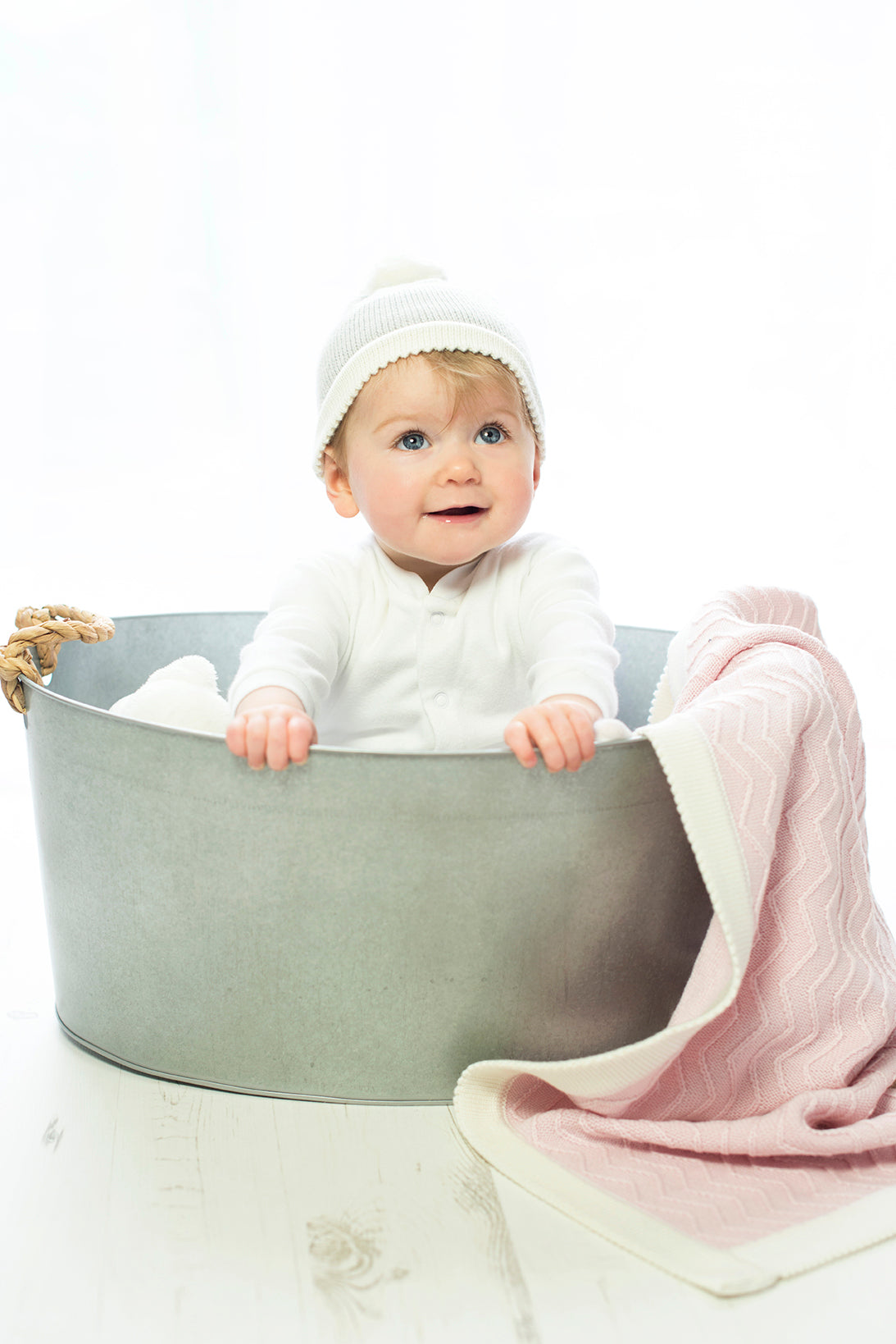 100% Merino ZigZag Ribbed Blanket - Pink