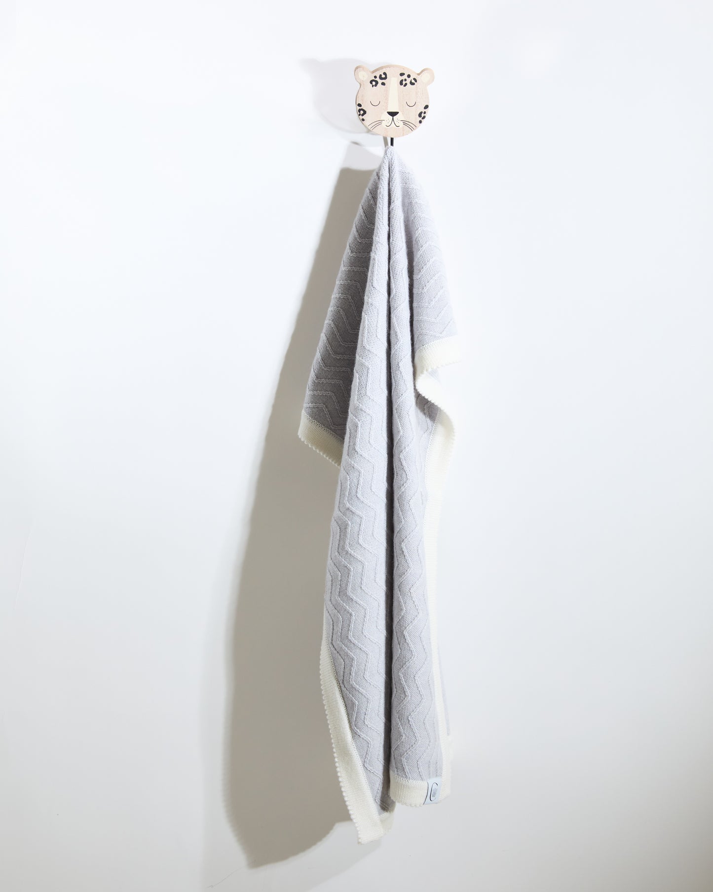 100% Merino ZigZag Ribbed Baby Blanket- Grey