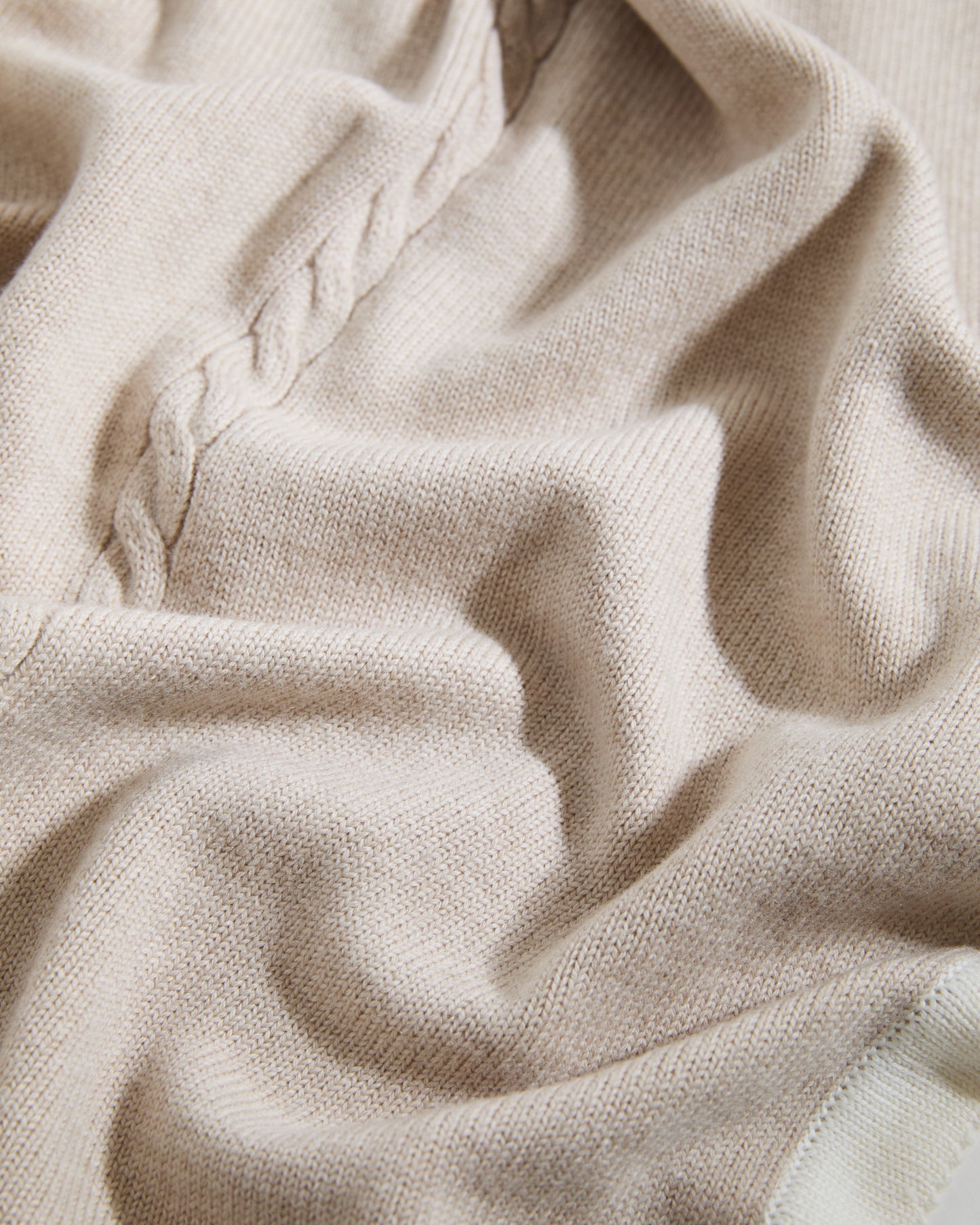 100% Merino Cable Plain Baby Blanket- Cappucino