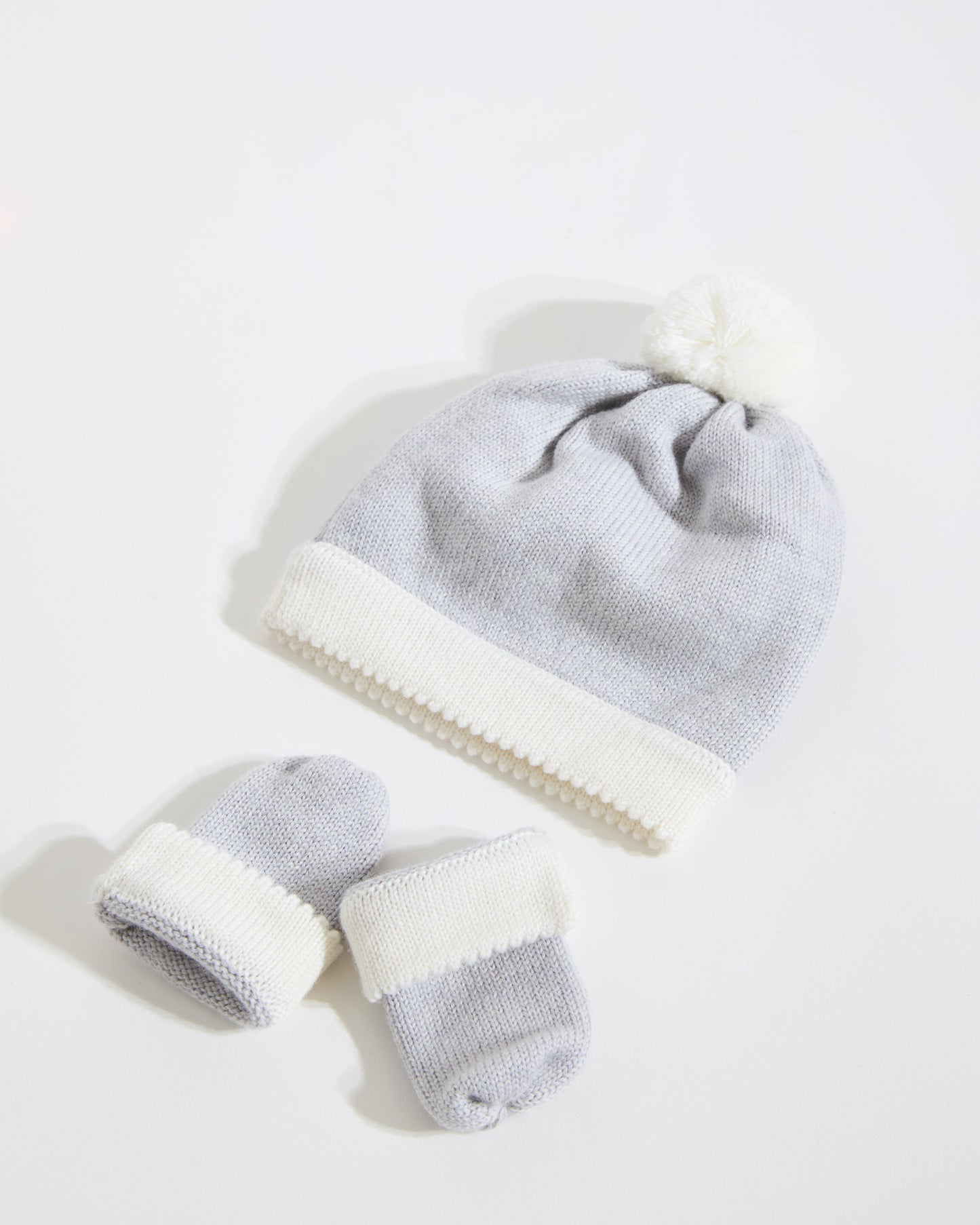 100% Merino Baby Hat & Mittens Set - Grey