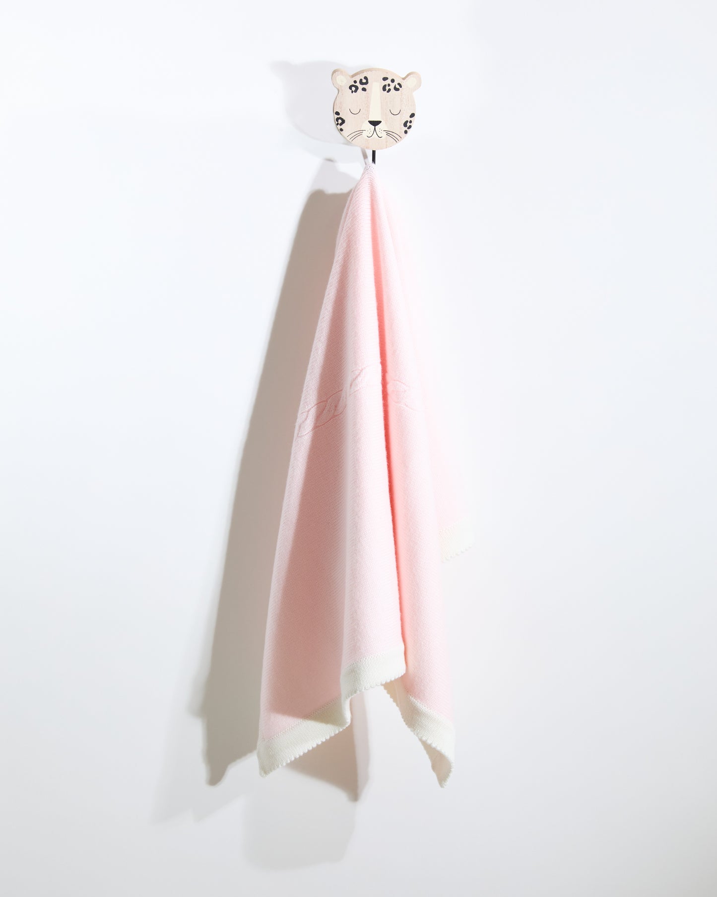 100% Merino Cable Plain Baby Blanket- Pink