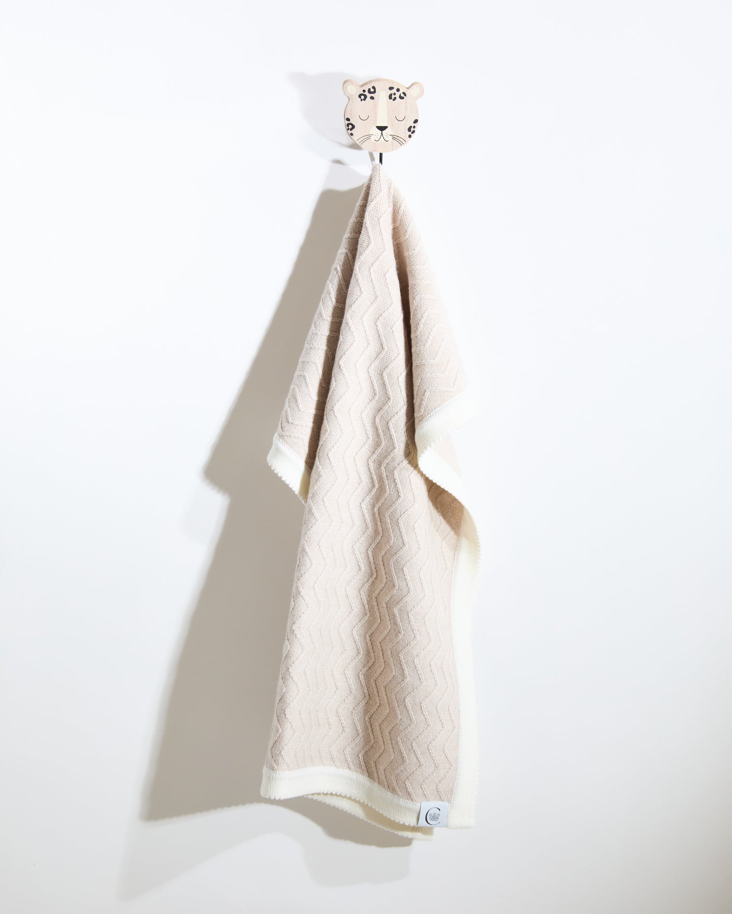 100% Merino Zig Zag Ribbed Baby Blanket - Cappucino