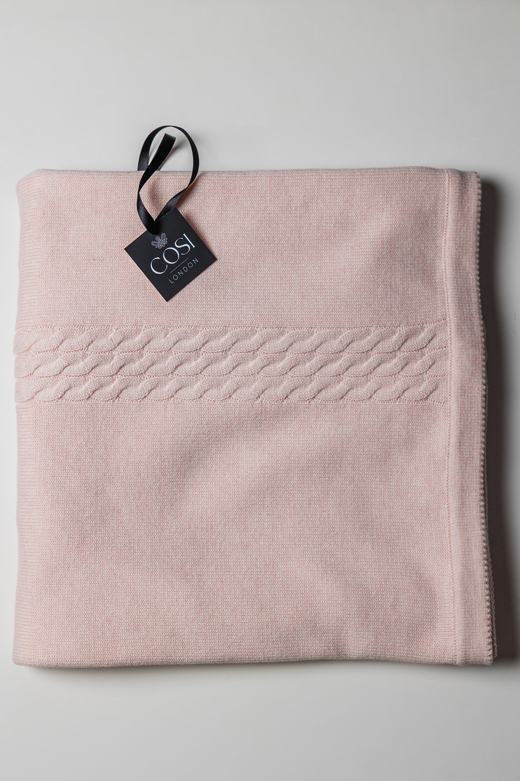 Merino Blend Knitted Cable Plain Throw- Pink delicacy
